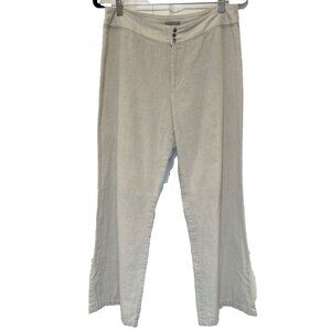 Minus Sweden Women's Linen Blend Pants 8 Wide Leg Button Front Light Beige